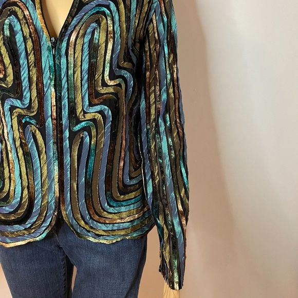 Glamorous vintage boho turquoise metallic jacket! - Picture 6 of 12